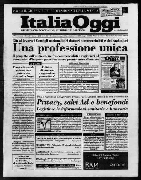 Italia oggi : quotidiano di economia finanza e politica